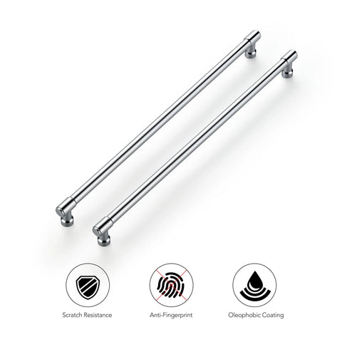 20 Pack Solid Chrome Cabinet Drawer Pulls For Kitchen Cupboards With 13-1/2 Inch Total Length, 12-3/5 Inch Hole Center, Zinc Alloy Handles