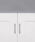 Solid Heavy Duty Jasper Cabinet Pulls Set 10 Pack Polished Chrome 5 Inch Center to Center Kitchen Cupboard Drawer Handles installed on white cabinets