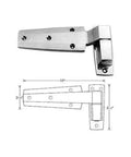 Cam Lift Cabinet Hinge Chrome Plated 10 Inch Offset 2 Inches Model 2860 1216 1110 shown with dimensions and side view