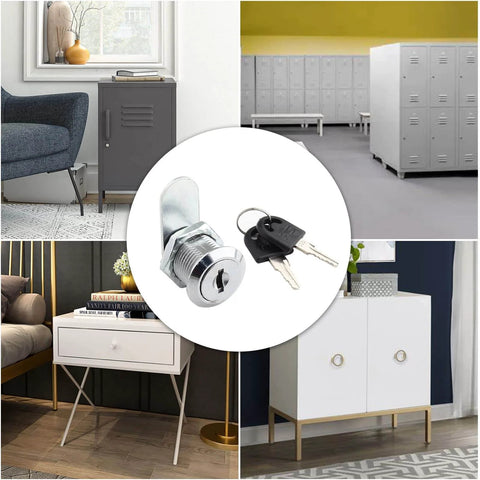 Six durable zinc alloy cam locks with 3/4 inch threads and keys provide secure, corrosion-resistant cabinet and drawer protection
