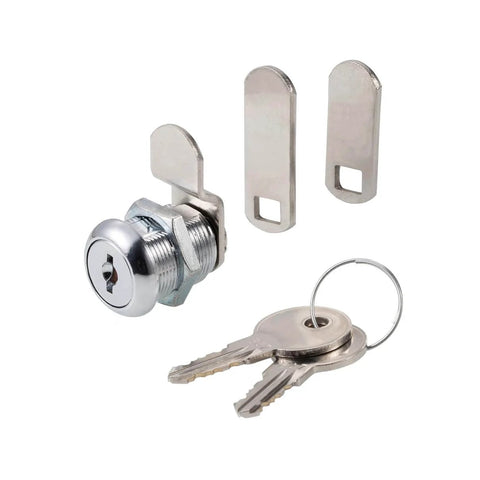 Keyed Alike Five Eighth Inch Cylinder Cam Locks Set for Cabinets Tool Boxes RV Compartments Mailboxes Vending Machines and Drawers Chrome Finish Includes Three Cams and Two Keys Fits Up To Three Eighth Inch Panel Thickness