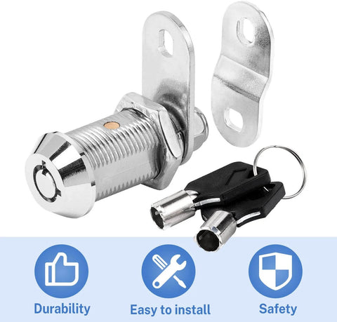 Keyed Alike RV Storage Locks 1-1/8 Inch Fits Up To 7/8 Inch Door Thickness Camper And Trailer Lock Set close-up view with keys