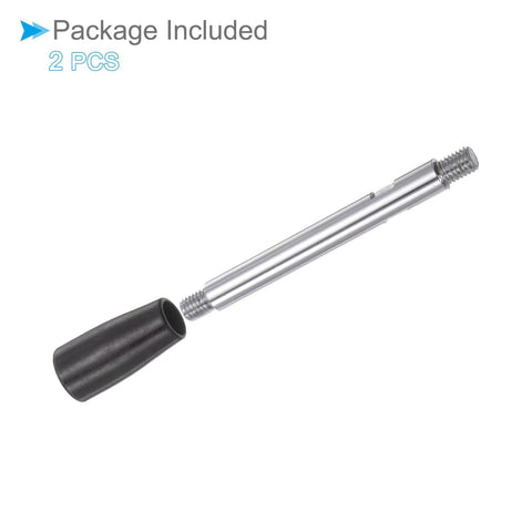 Revolving Crank Clamping Handle With M8 Thread, 116mm Overall Length, shown in package of 2, black chrome plated steel for lathe use.