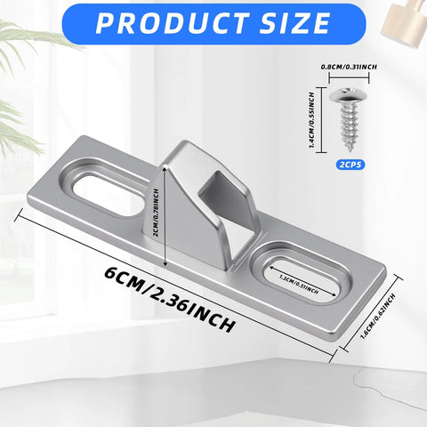 Chrome Plated Sliding Glass Door Keeper Set With Mounting Screws Adjustable Vertical Screw Slots And Latch Hardware