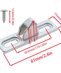 2 Pack Sliding Door Keeper and Lock Latch Set with Screws, Chrome Plated Zinc Alloy Hardware, detailed view with measurements