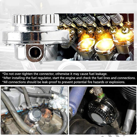 Street Ready Fuel Pressure Regulator With Gauge For Carburetor Universal Fit, Adjustable 1 to 5 PSI shown installed in engine
