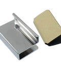Set Of 6 Glass Finger Edge Pulls 1.6 Inch Steel Clip Handles For Cabinet Doors And Display Windows, Rectangular Chrome Finish