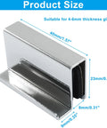 Set Of 6 Glass Finger Edge Pulls 1.6 Inch Steel Clip Handles For Cabinet Doors, Chrome Finish, shown with product dimensions