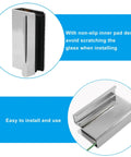 Close-up of Set Of 6 Glass Finger Edge Pulls 1.6 Inch Steel Clip Handles showing non-slip inner pad and easy installation design.