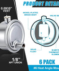 Six Pack Steam Radiator Air Valve One Eighth Inch Steam Air Vent Angle Mount Heat Regulator Valve Copper Chrome Plated product details