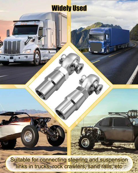 Image showing 7/8 inch Heim joint rod end kit with 7/8-14 threads, chromoly panhard bar joints, suitable for trucks and off-road vehicles.