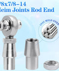 7/8-14 Heim Joint Rod End Kit with chromoly steel rod ends, 7/8 inch shaft, 3/4 inch head, includes spacers and jam nuts