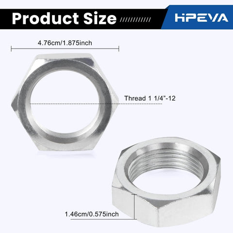Jam nut dimensions for 2 Pair 1.25 Heim Joints Rod End Kit with Right and Left Hand Threads, steel nut size specifications