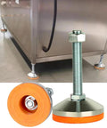 Heavy Duty Leg Levelers For Workbenches, Machines And Cabinets with M16 thread, installed under equipment, chrome and orange finish