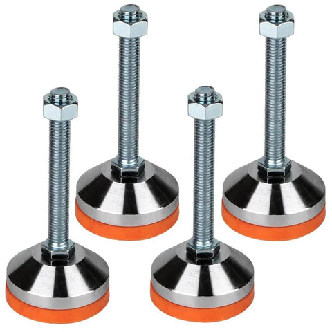 Heavy Duty Leveling Feet For Workbench And Machinery With 2.36 Inch Base And M12 Thread Adjustable Leg Levelers 1300 Pound Capacity Chrome Plated Carbon Steel Non Slip Base 4 Pack D60xM12x100 By MROUDELUO