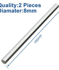 Two Pack 8mm x 150mm Chrome Linear Motion Rods with dimensions labeled for 3D printers and CNC machines