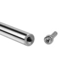 Close-up of 12mm chrome plated linear rod with M6 threaded end, bolt beside. Part of 12mm Chrome Plated Linear Rods 300mm Long product.
