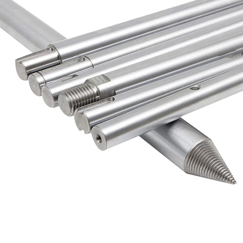 Close-up of Two 10mm 600mm Chrome Plated Linear Shaft Rods with varying ends for linear motion kits in 3D printers and CNC DIY projects.