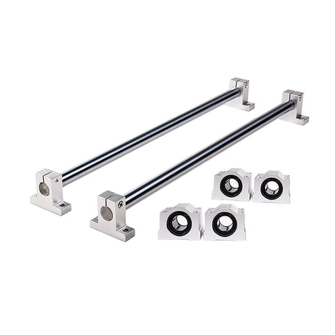 Two 10mm 600mm Chrome Plated Linear Shaft Rods With Four SK10 Fixed Shaft Supports And Four SCS10UU Pillar Block Bearings A Complete Linear Motion Kit For 3D Printers CNC DIY Projects And Pro Builds