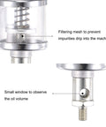 Close-up of Oil Cup For Gravity Drip Feed Lubrication With M6x1 Thread, 16mL Capacity, highlighting filtering mesh and clear sight window.