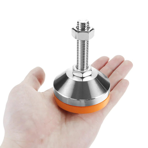 Heavy Duty Carbon Steel Leveling Feet With Anti Skid Pads 4 Pack For Furniture And Equipment M12 Thread 2.36 Inch Diameter Base