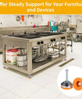 Rock Solid Heavy Duty Adjustable Leveling Feet with base for workbenches, machines in kitchen, visible installation, anti-slip pads