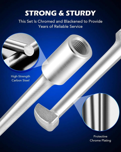 Close-up of Rear Axle Bearing Puller Tool Kit showing chrome plating and high-strength carbon steel materials.