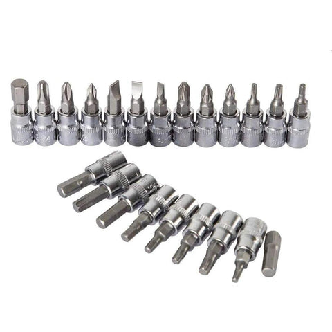 Heavy Duty 46 Piece One Quarter Inch Drive Socket Set With Metric CR-V Sockets From 4mm To 14mm S2 Bit Kit And Extension Bars