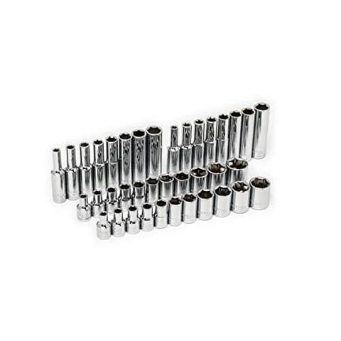 Chrome sockets from CTK180 180 Piece Professional Tool Set in Tool Storage Case arranged in rows.