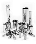 Close-up of 228 Piece Socket Wrench Auto Repair Tool Set With Mixed Hand Tools In Durable Plastic Toolbox Storage Case Chrome Finish