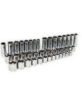 Chrome sockets from 180 Piece Professional Tool Set in Tool Storage Case - CTK180 arranged in rows