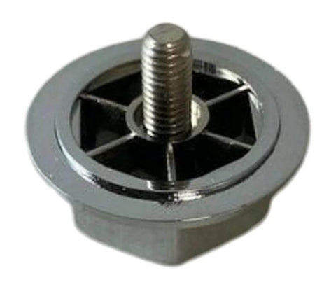 Close-up of a chrome bolt from the Fuel Off-Road 5150-16R Chrome Spoke Bolt 20 & 22 D531 Hostage Wheel Set of 4, showing detailed grooves.