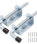 2 Pack 5 Inch Spring Loaded Gate Latch Pin Heavy Duty Barrel Bolt Spring Latch For Cabinets Sheds Trailers Equipment Chrome Finish