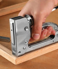 Using Light Duty Staple Gun Kit With 2000 Three Eighths Inch JT21 Staples Rubber Grip And Chrome Steel Housing on wood frame
