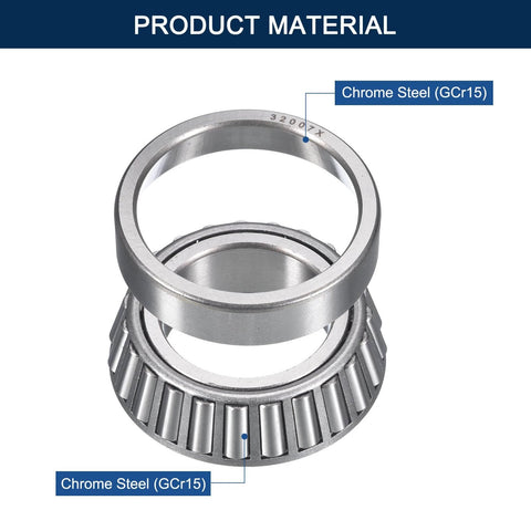 32007 Tapered Roller Bearing Cone and Cup Set, 35mm Bore 62mm OD 18mm Cup Width, Chrome Steel Taper Bearings Set, ABEC-3