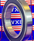 Side view of Wholesale 100-Pack 6022-2RS Ball Bearing from VXB, chrome steel, 110mm ID x 170mm OD.