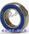 Premium 6801-2RS Ball Bearing 12x21x5mm - Sealed with blue rubber seal, front view showcasing chrome steel.