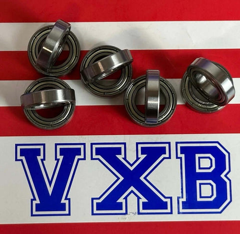 10-Pack 6801ZZ Beairng 12x21x5mm Ball Bearings displayed on a red and white striped background.