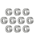 Deep groove ball bearing 1/8 ID, 3/8 OD, 5/32 thick, shielded chrome steel, 10 pack for smooth rotation and long life in machines.