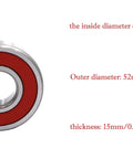 Two 6304-2NSE Chrome Steel Deep Groove Ball Bearings 20mm Bore 52mm Outer Diameter 15mm Width With C3 Radial Clearance front view