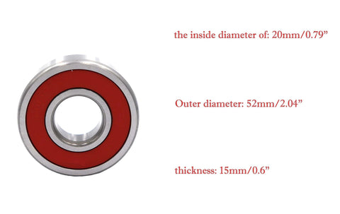 Two 6304-2NSE Chrome Steel Deep Groove Ball Bearings 20mm Bore 52mm Outer Diameter 15mm Width With C3 Radial Clearance front view