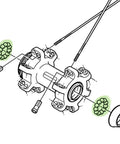 Diagram showing 10 Pack 1/2 Inch Precision Chrome Steel Ball Bearings G25 AISI 52100 for industrial use in a bicycle hub setup.