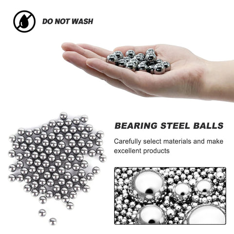 Hand holding 100 Pieces Chrome Steel Bearing Balls Approximately 13mm Diameter Half Inch Precision Grade Hardened Chromium Steel for Bearings.