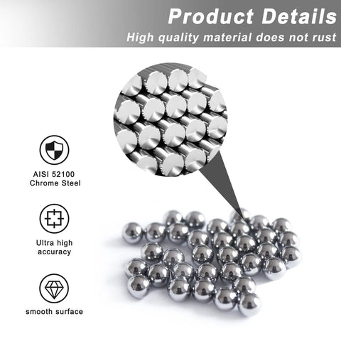100 Pieces Chrome Steel Bearing Balls Approximately 13mm Diameter Half Inch Precision Grade Hardened Chromium Steel for Bearings And Ball Bearings Spares Kit Pro Grade For Precision Machinery And DIY Projects With Smooth Finish shown with product details