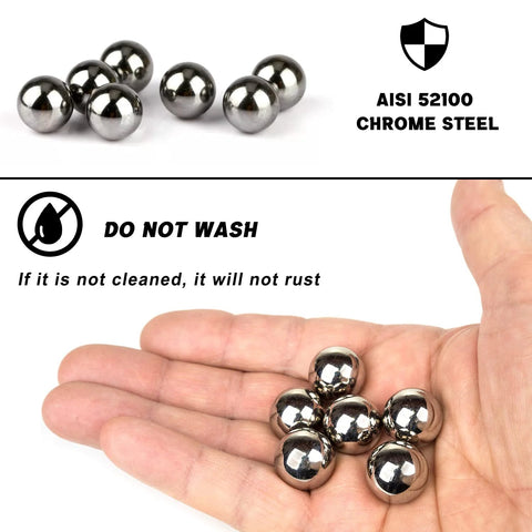 Hand holding 100 Pieces Chrome Steel Bearing Balls 16mm Five Eighths Inch Pro Grade G25 Polished Surface Lightly Oiled
