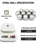 100 Pieces Chrome Steel Bearing Balls 16mm Five Eighths Inch Pro Grade G25 shown with weight on scale