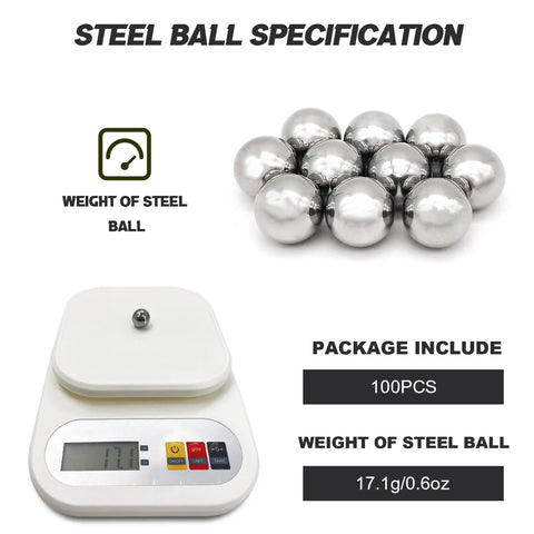 100 Pieces Chrome Steel Bearing Balls 16mm Five Eighths Inch Pro Grade G25 shown with weight on scale