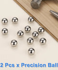 12 Pack Five Eighth Inch Chrome Steel Bearing Balls G25 Precision Grade Mirror Finish shown with tools