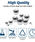100 Piece G25 Precision Chrome Steel Bearing Balls Hardened And Mirror Polished One Quarter Inch 6 35 Millimeter For Bearings Industrial And DIY Projects Ideal For Precision Machinery Robotic Assemblies Model Making displayed with features like corrosion resistance, high hardness, environmental protection, and long service life.