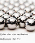 Close-up of Two 2 Inch Diameter Hardened Chrome Steel Bearing Balls Two Piece Set for Precision Machines, mirror-polished finish